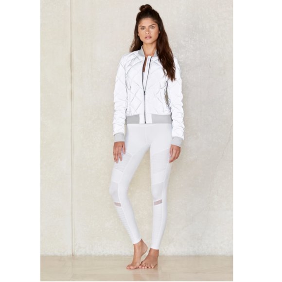 ALO Yoga Pants - ALO Yoga White Mid-Rise Moto Leggings